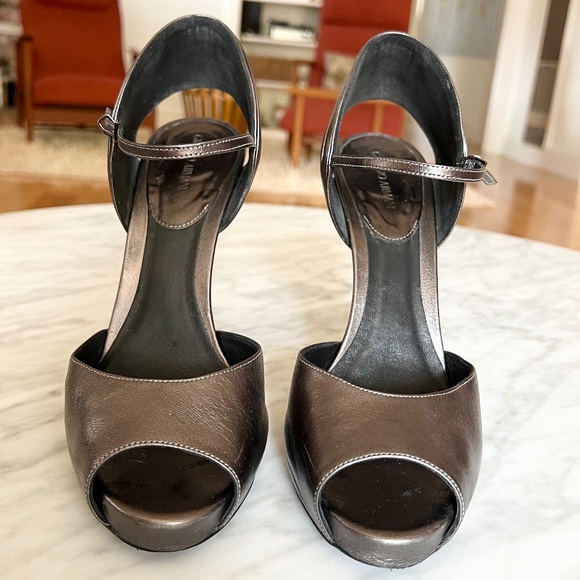 Giorgio Armani Metallic Peep Toe Heels Size EU 40 / US 9.5 - Picture 3 of 8